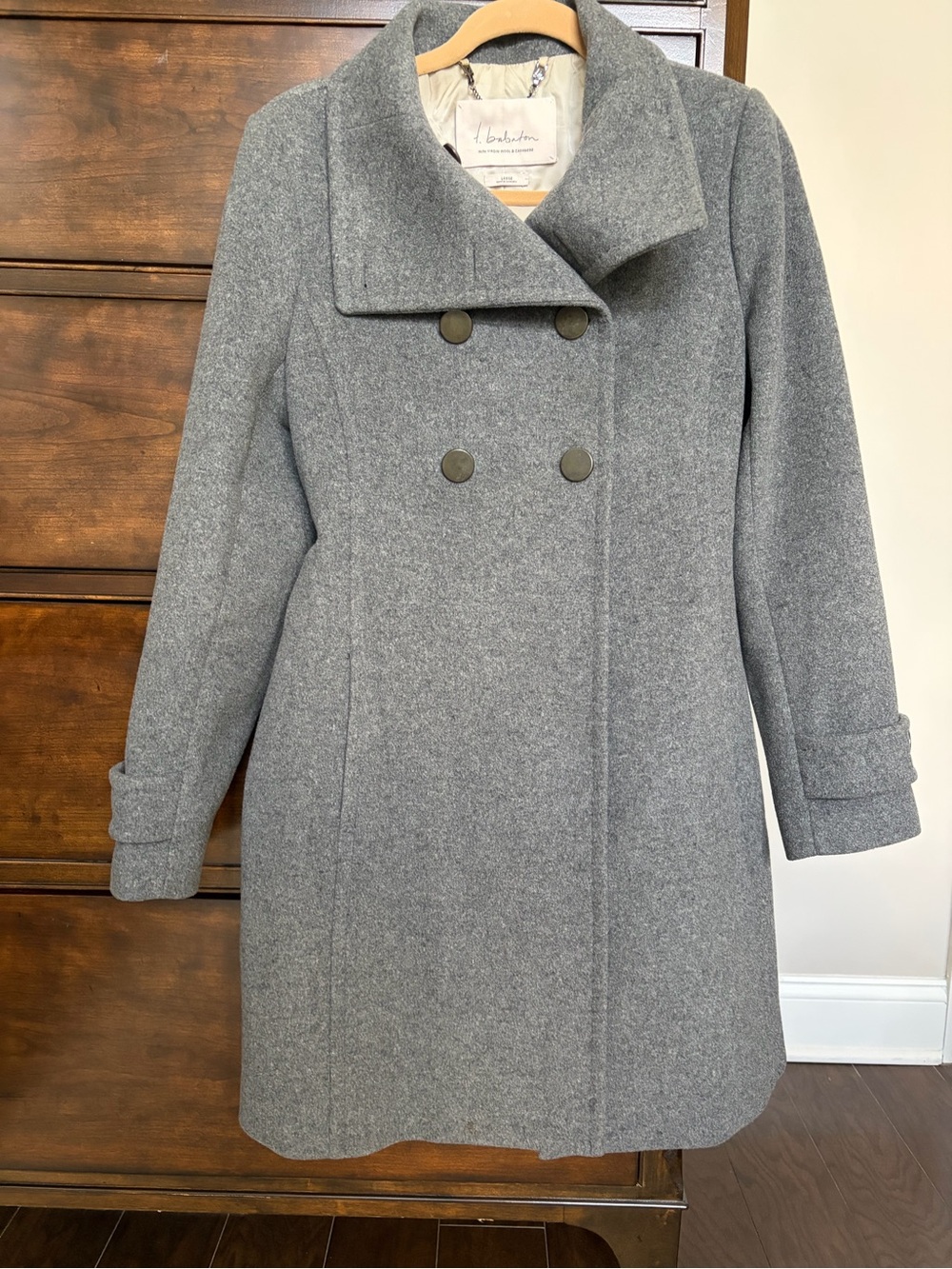Babaton Double-Breasted Wool Peacoat in Gray